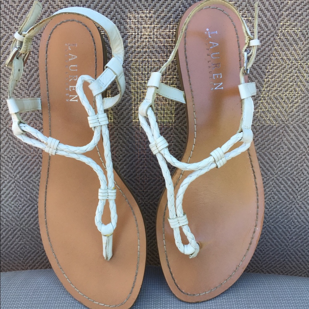 LAUREN Ralph Lauren White Thong Sandals SZ 8